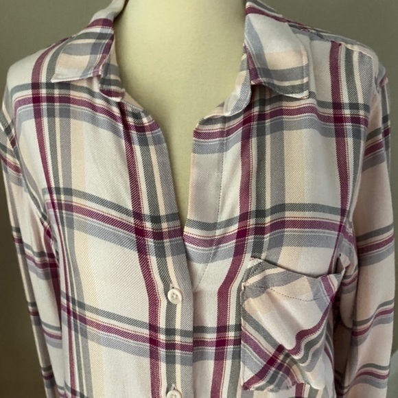 Anthropologie Pink Plaid Button Down Shirt - Picture 5 of 8